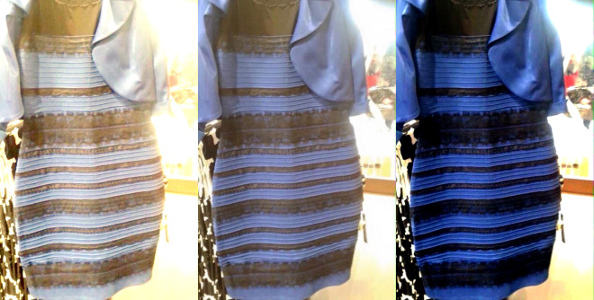 blue and black dress gold and white dress 3 up