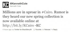Kenneth Cole Cairo Tweet