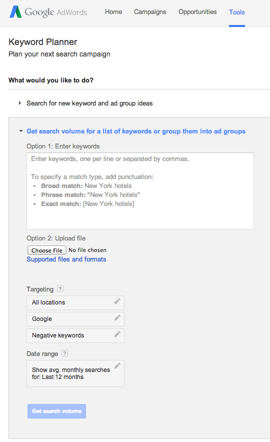 Google Keyword Planner SEO Tool